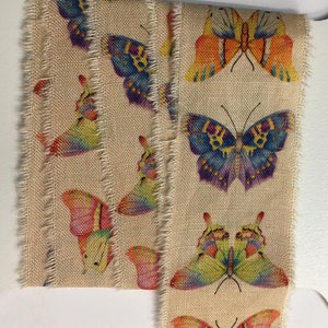 butterflies tea dyed bright colors junk journal hand torn craft Muslin 2440 1.5x36s oohlalacrafts image 2