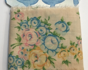 floral ribbon  vintage tea dyed hand torn craft Muslin 1708