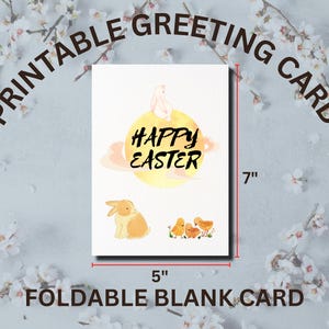 Biglietto di auguri di Pasqua stampabile / formato A4 / con linee tratteggiate guidate per un facile taglio / prodotto finale con dimensioni 7"x5"
