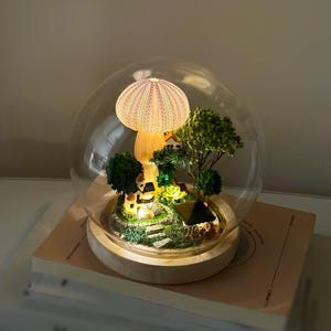 Dollhouse Dreamscape Night Light: Miniature Glowing Wonderland Dome