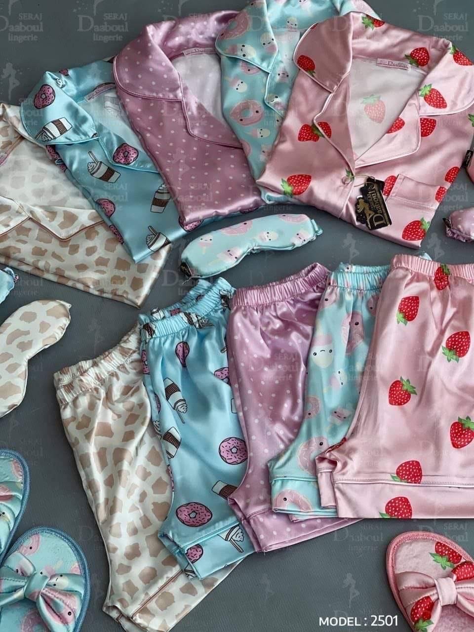 Luxury Satin Pajama Set: Women's 4-Piece Sleepwear with Slippers