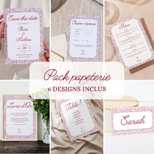 Bruiloftspakket - Uitnodiging, RSVP-kaart, menu, plaatskaartjes, tafelkaartjes, enz.