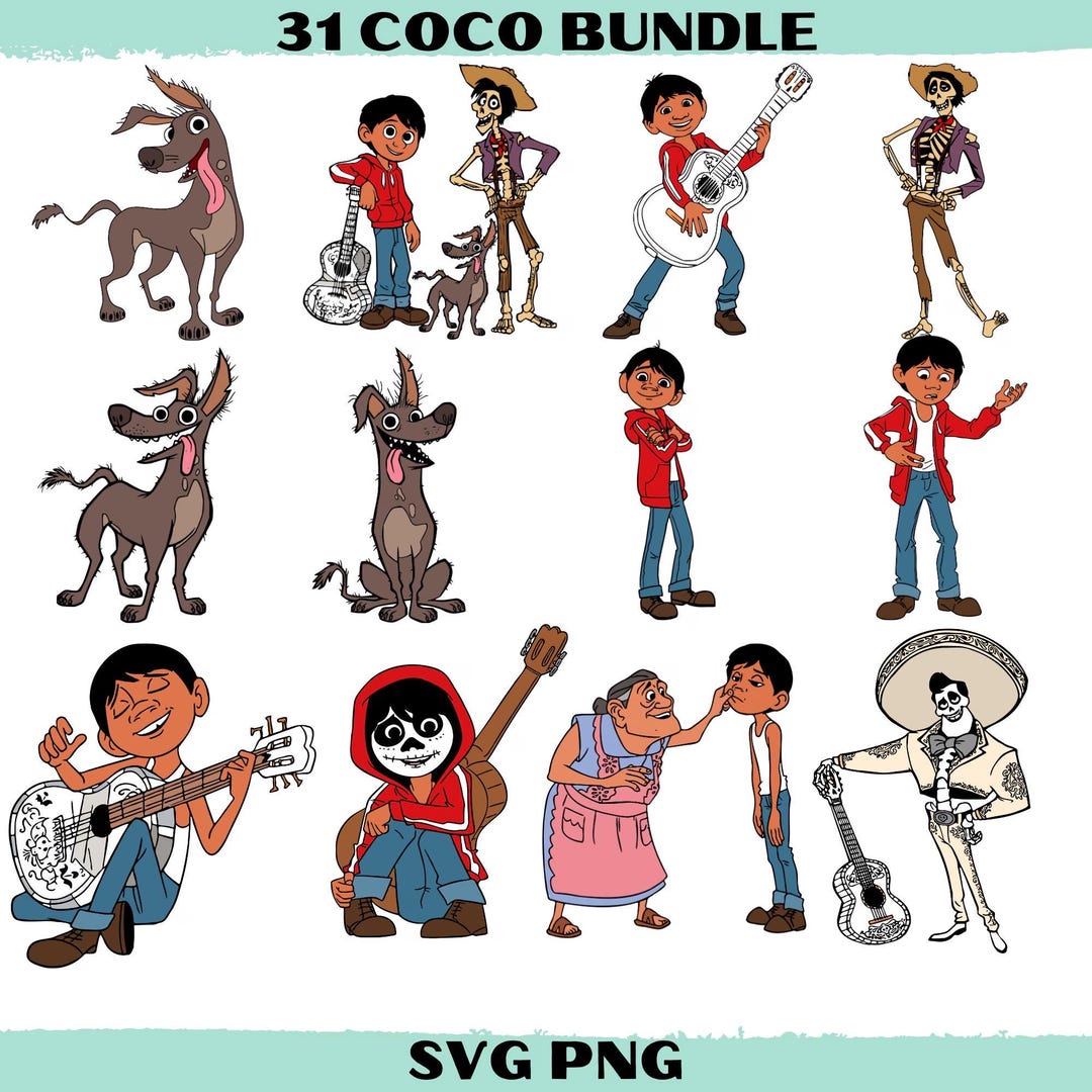 31 Coco SVG Png Bundle | Disney Coco Movie Clipart | Day of the Dead ...
