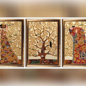 Klimt-inspirerat Livets träd DIY-pärlbroderikit, pärlmönster med korsstygn