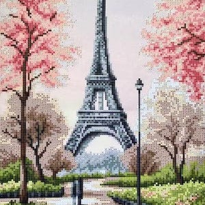 Spring in Paris Bead embroidery kit, needlework craft kit, DIY embroidery design