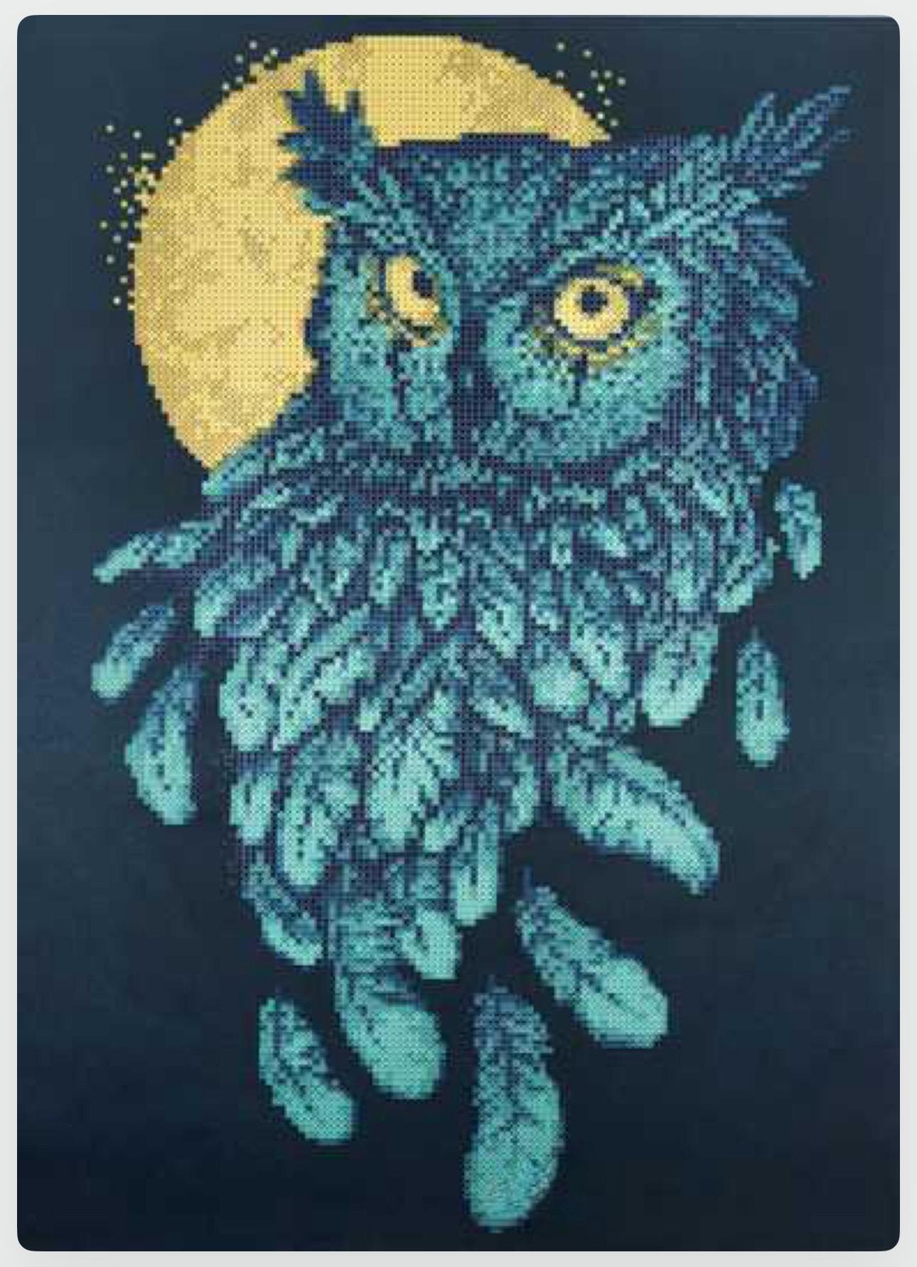 Owl Large DIY Bead Embroidery Craft Kit, Beginner Friendly beaded cross stitch pattern