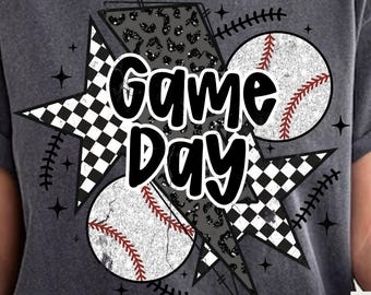 Glitter Baseball Game Day PNG – Solidny i zniszczony projekt graficzny sportu (pobranie cyfrowe)