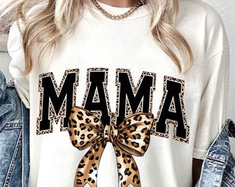 Leopard Print Mama Bow PNG: Coquette Cheetah Design (Digital Download)