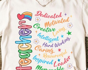 Motivational Rainbow Teacher PNG Design: Preppy Colorful Print (Digital Download)
