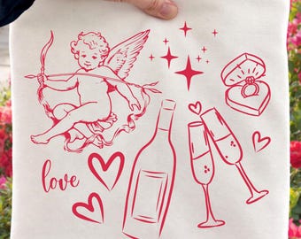 Cupid Love PNG, projekt szampana na Walentynki (pobranie cyfrowe)