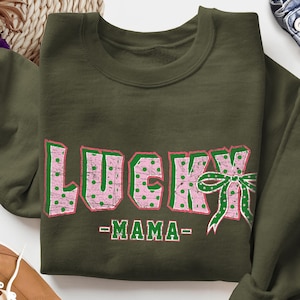 Lucky Mama St Patrick&#39;s Day Png, St Patricks day png, Lucky Mama png, Pink Shamrock png, St Patrick Png, St Pattys day png, Coquette png
