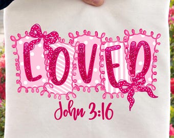 Uwielbiam chrześcijańską wersję Ewangelii Jana 3:16 w formacie PNG, brokatowy wzór sublimacyjny na wstążce (natychmiastowe pobranie)