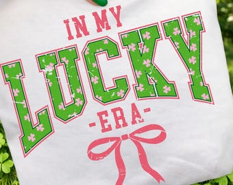 Koniczyna Lucky Era PNG, projekt kokardy na Dzień Świętego Patryka (pobranie cyfrowe)