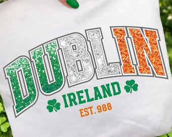 Dublin Irlandia Glitter Shamrock PNG, irlandzki wzór na Dzień Świętego Patryka (pobranie cyfrowe)