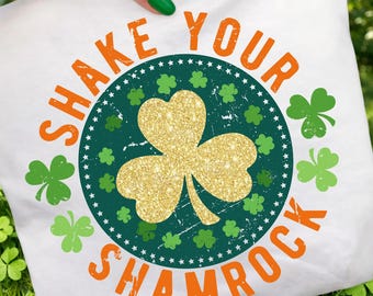 Potrząśnij koniczyną PNG, zabawny projekt koszulki na Dzień Świętego Patryka (pobieranie cyfrowe)