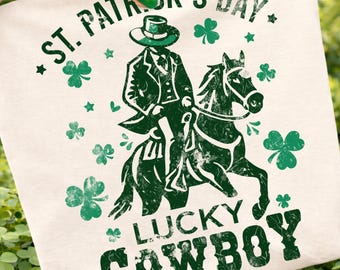 Kowboj na Dzień Świętego Patryka, PNG, wzór sublimacji koniczyny zachodniej (pobranie cyfrowe)