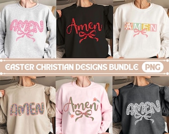 Kolorowy zestaw PNG z kokardą Amen: Wzory wiary chrześcijańskiej (do pobrania w wersji cyfrowej)