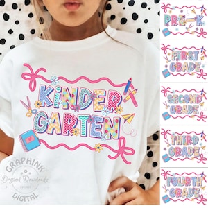 Preppy Back To School Bundle, Kindergarten, First Day Of School, Coquette Pencil, Pre-k 1st/2nd/3rd Grade, School Bundle Png, Back To School