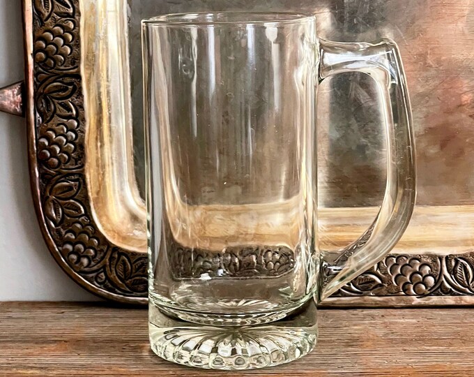 Vintage Glass Beer Mug Vintage Heavy Glass Beer Stein 12 Etsy