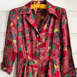 40s Vintage Jane Evans Dress: Novelty Print Rayon Frock