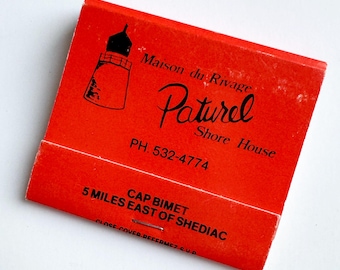 Vintage Paturel Shore House Matchbook: Unstruck Matches, Lobster Capital, Tobacciana, NortonAndYoung