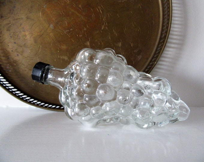 Vintage Glass Grape Cluster Figural Bottle With Lid Made in Turkey