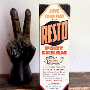 Vintage RESTO Foot Cream Box Only EMPTY Save Your Feet, Antique Paper Advertising Box, Vintage Advertising Box, NortonAndYoung