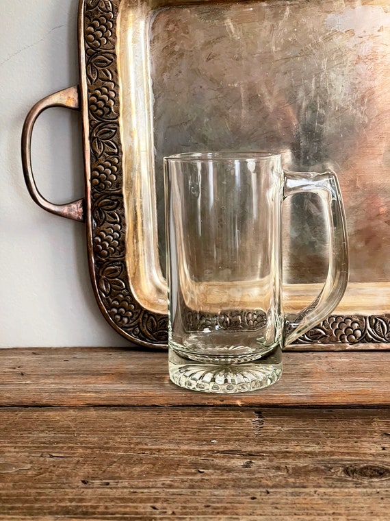 Vintage Glass Beer Mug Vintage Heavy Glass Beer Stein 12 Etsy