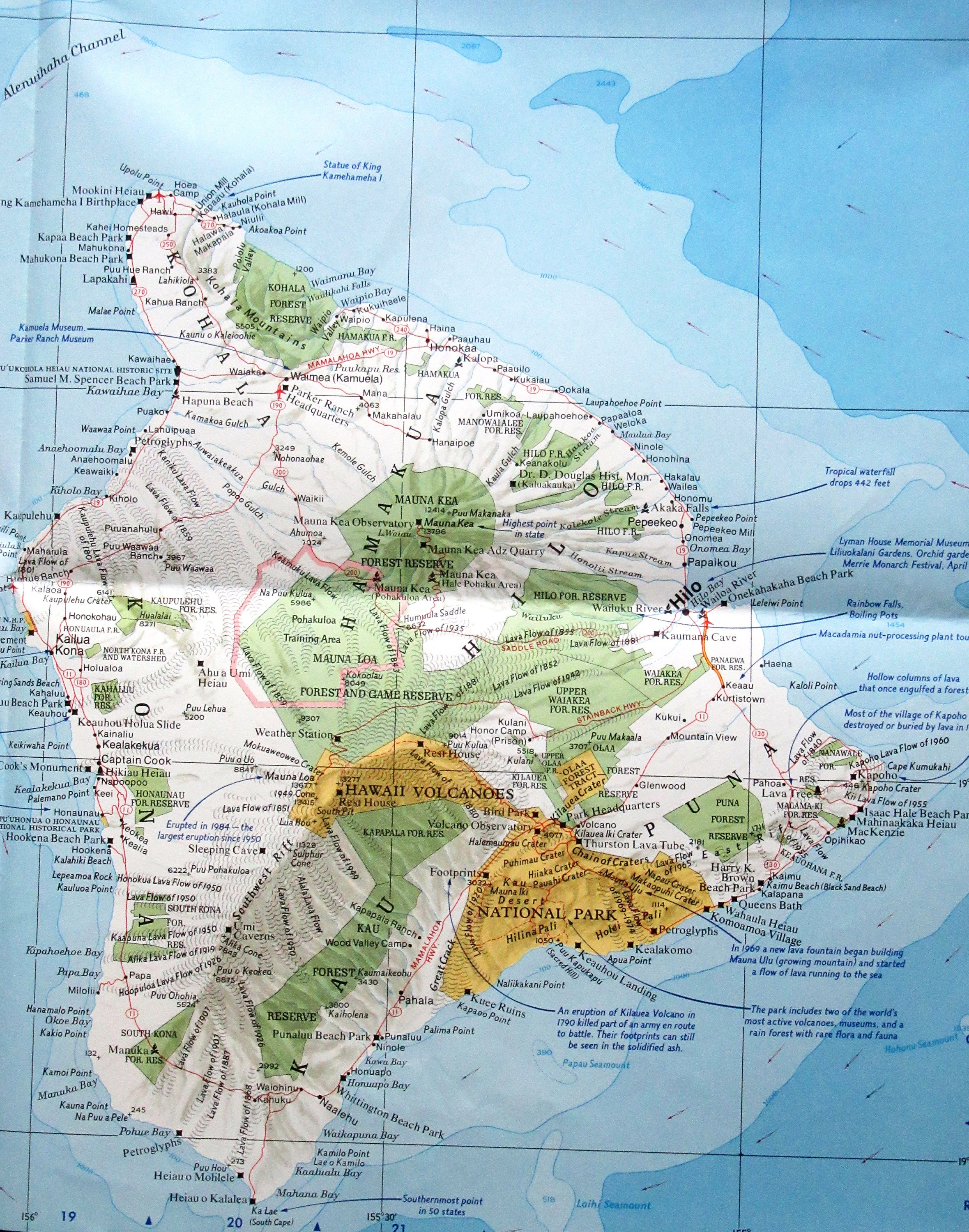 National Geographic Map Of Hawaii 1986 Double Sided Etsy