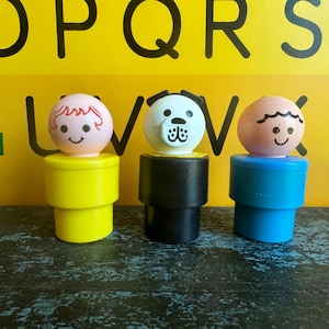 Vintage Fisher Price Jumbo Little People Set of 3, Fisher Price Dog, Fisher Price Mom, Fisher Price Dad, FP Little People,  NortonAndYoung