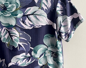 Tommy Bahama Tropical Silk Dress Small Denim Blue Floral Print, Mother’s Day Gift, NortonAndYoung
