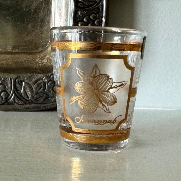 60s 22K Gold Culver Savannah Souvenir Shot Glass, Rare Culver 22K Gold Shot Glass, Culver Shot Glass, Collectible Mid Century Barware