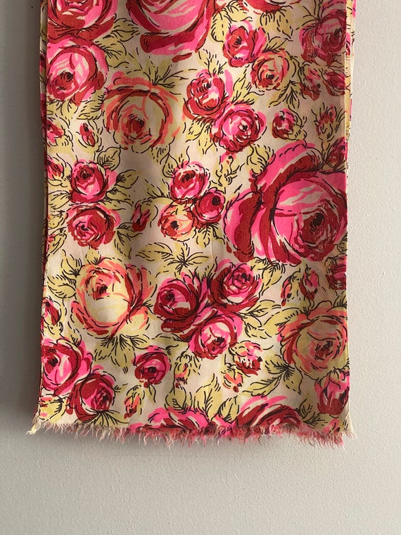 Mid Century Scarf, Retro Floral Print Scarf, Vint… - image 6