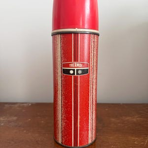 Vintage THERMOS Brand Red Pattern Thermos