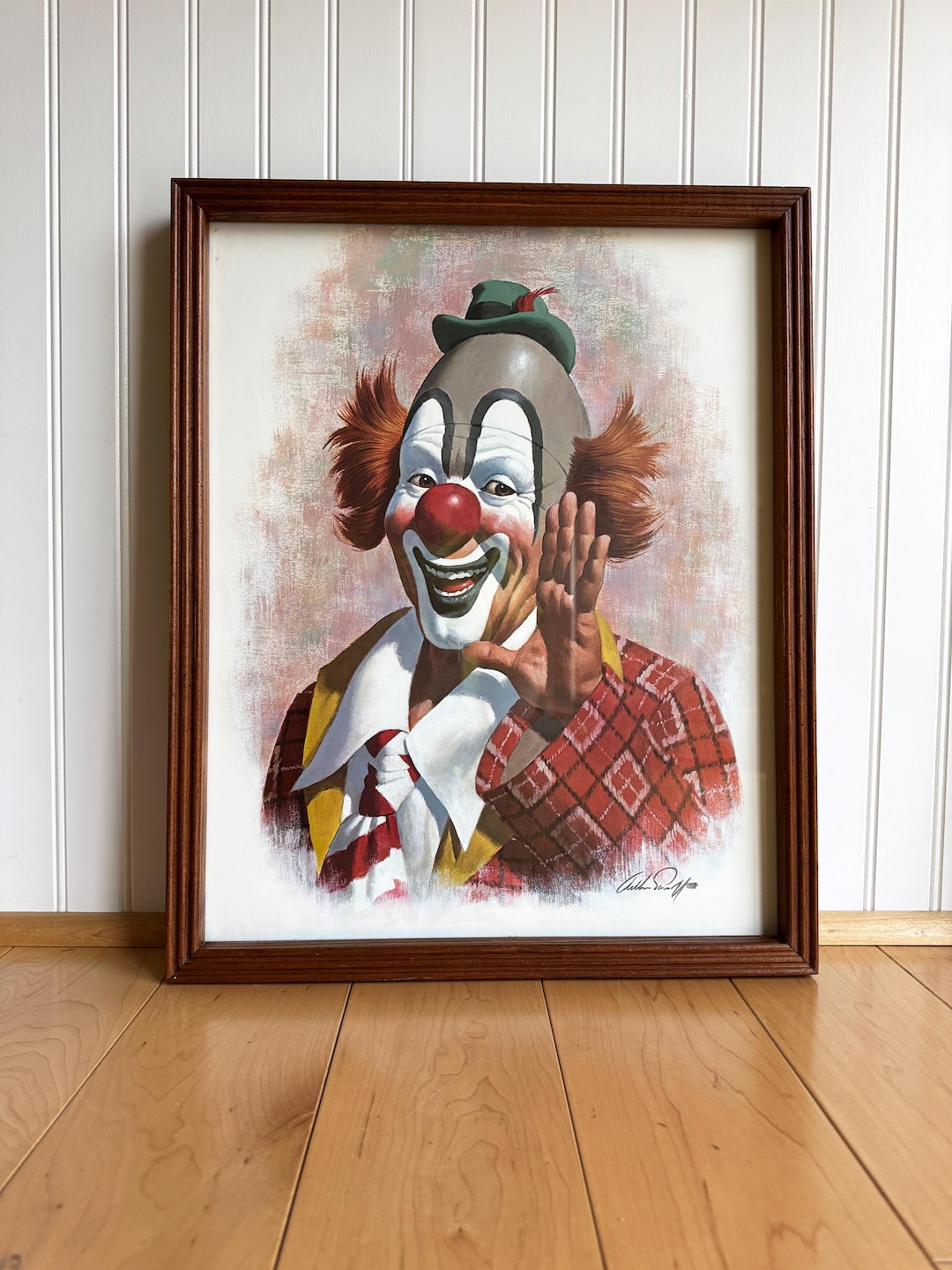 Vintage Arthur Sarnoff Ringo the Clown Print Wood Frame, Vintage Clown ...