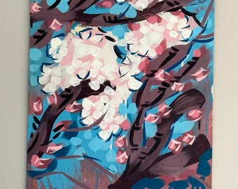 Original Steve Keene Painting Signed on Plywood Abstract Floral, SKID Abstract Floral Painting, Original Painting Steve Keene, Outsider Art