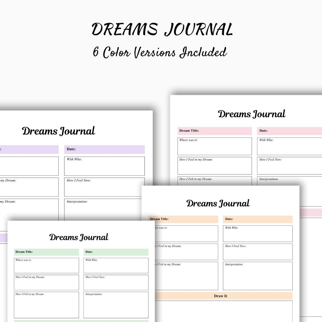 Dreams Journal Printable | Dream Log Template | Dream Interpretation ...
