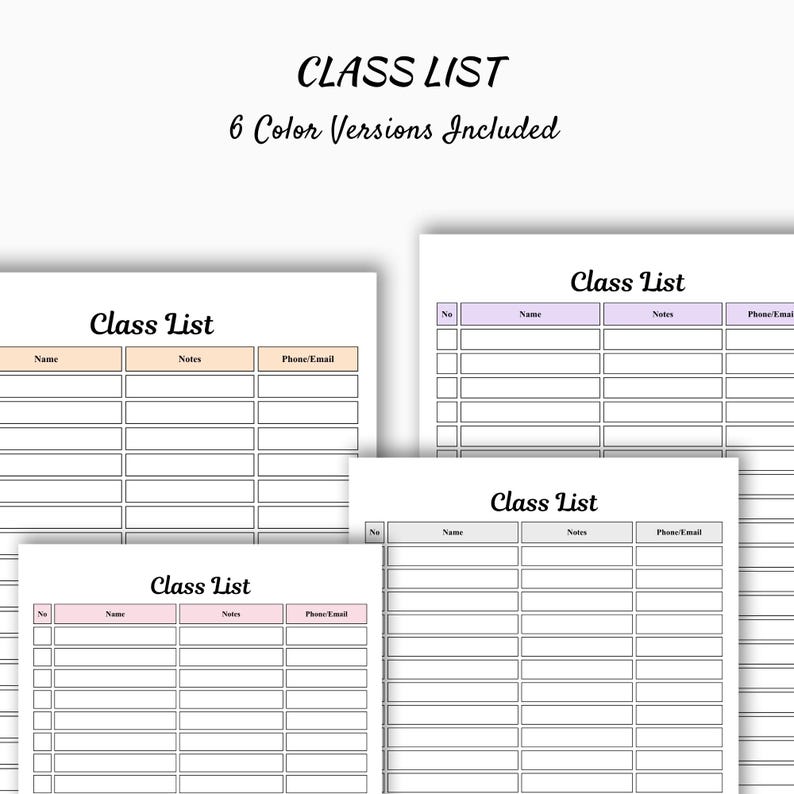 Class List Printable | Classroom List | Teacher Planner Page | List of ...