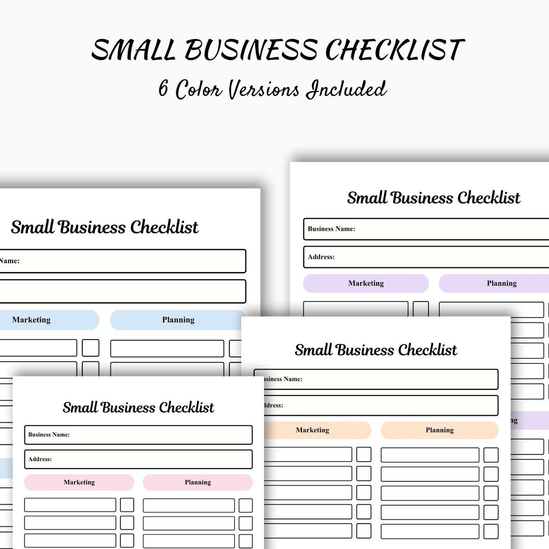 Small Business Checklist Printable | Startup Planner | Business Setup ...