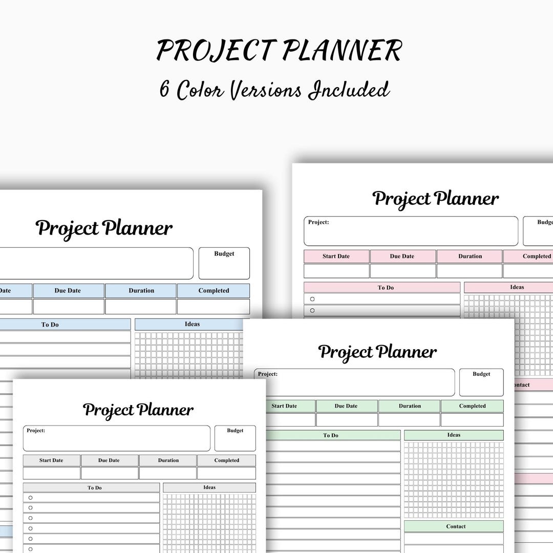 Project Planner Printable | Task Organizer Worksheet | Productivity ...