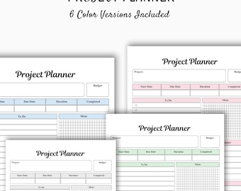 Project Planner Printable | Task Organizer Worksheet | Productivity Tracker PDF | Goal Management Template | Tasks To Do List | A4 A5 Letter