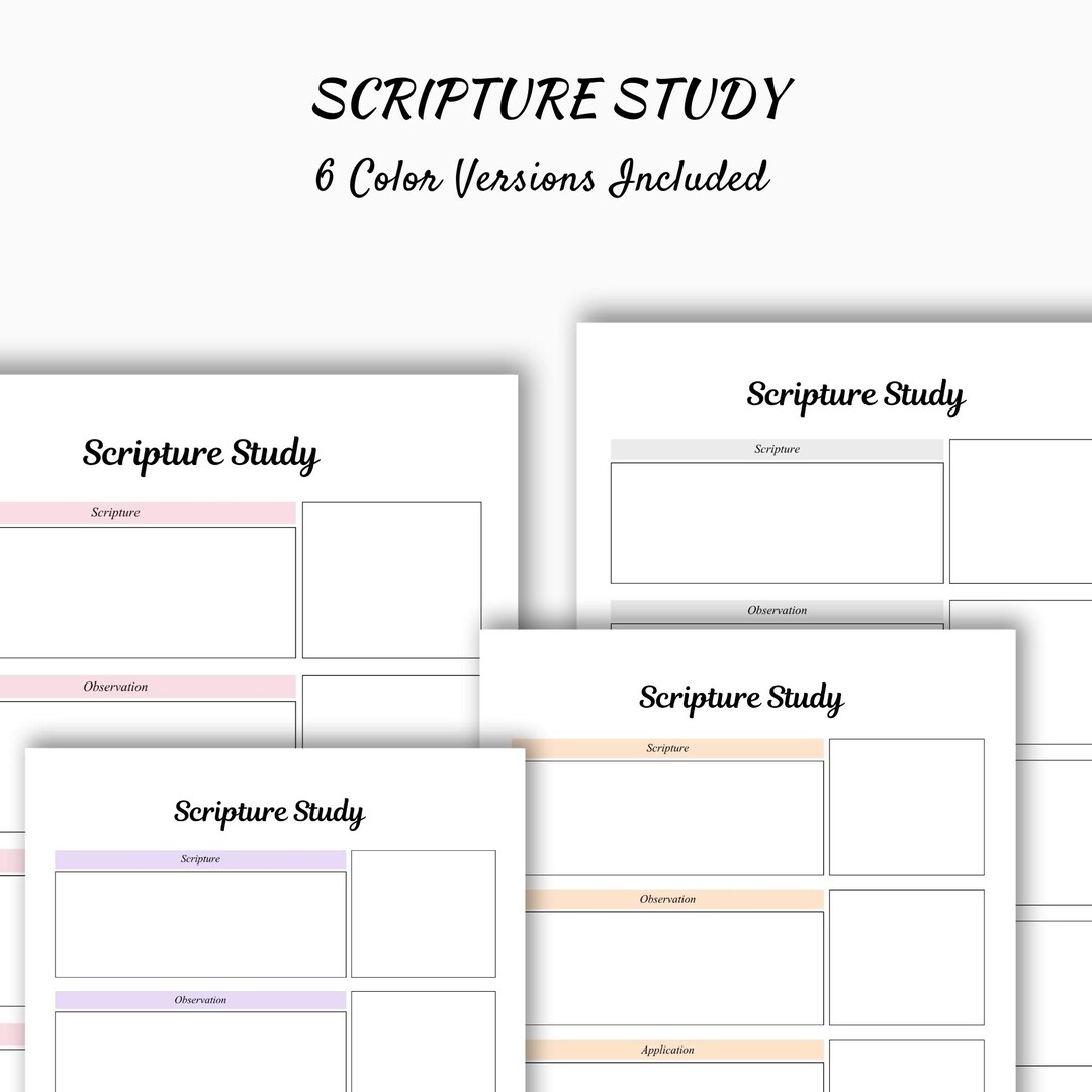 Scripture Study Printable | Bible Study Worksheet | Faith Reflection ...