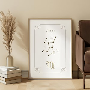 Virgo Zodiac Sign Wall Art, Minimalist Astrology Constellation, Virgo Gift, Horoscope Poster Decor, Virgo Home Decor, Mystical Wall Art