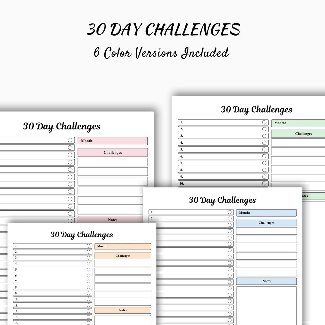 30 Day Challenge Tracker Printable | Habit Tracker | Goal Planner | 30 ...