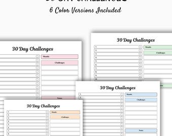 30 Day Challenge Tracker | A4 A5 Printable - Etsy New Zealand