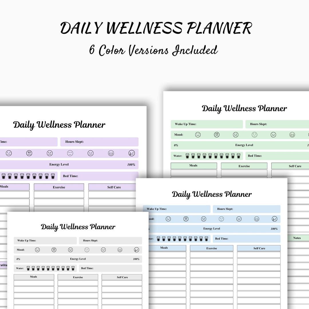 Daily Wellness Planner | Self Care Journal Printable | Fitness ...