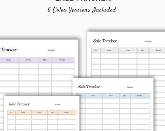Verkaufstracker Printable | Monatliches Umsatzbuch | Profit Tracker Blatt | Kleiner Business-Planer | Income Tracking Vorlage | PDF A4 A5 Letter