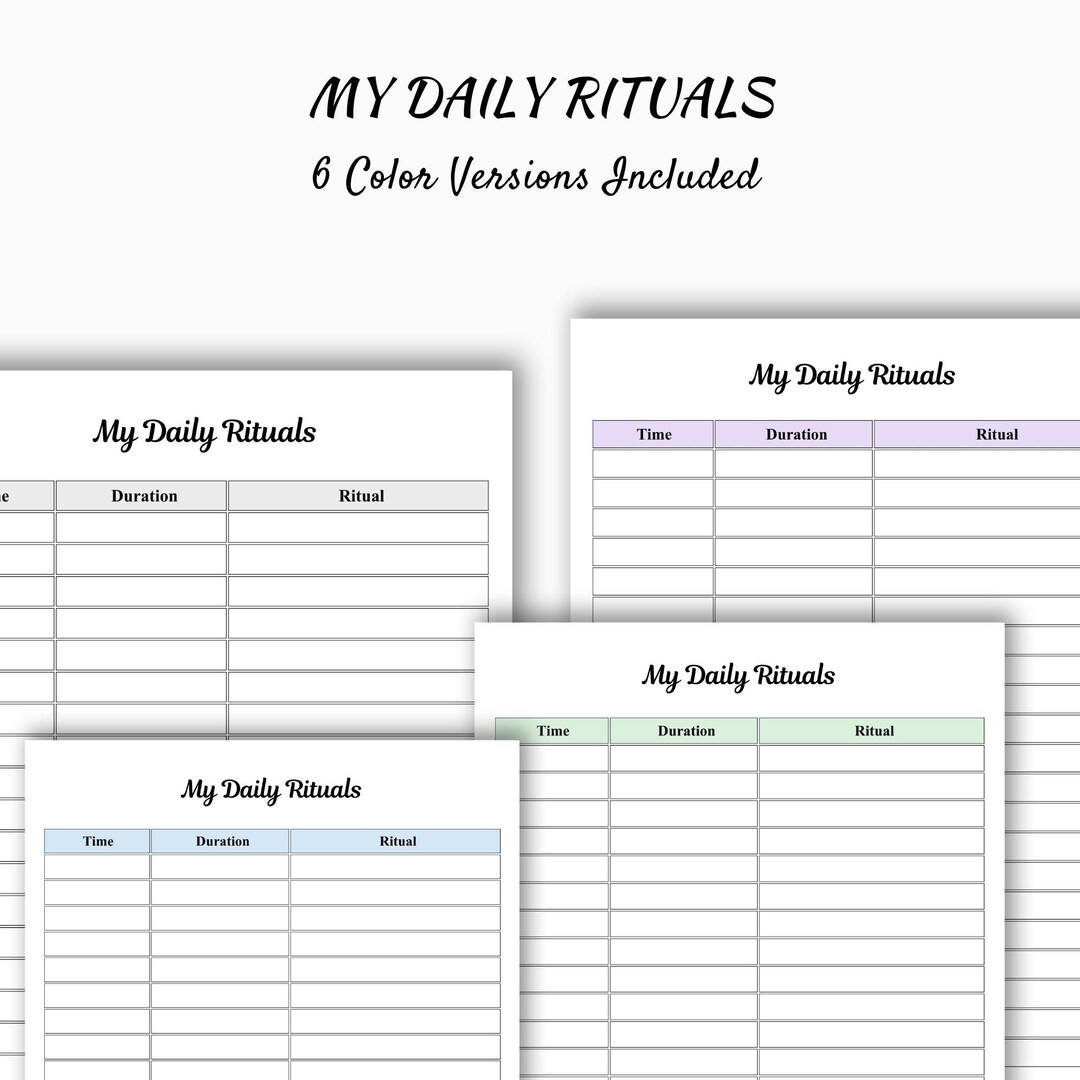 My Daily Rituals Printable | Daily Routine Planner | Morning & Evening ...