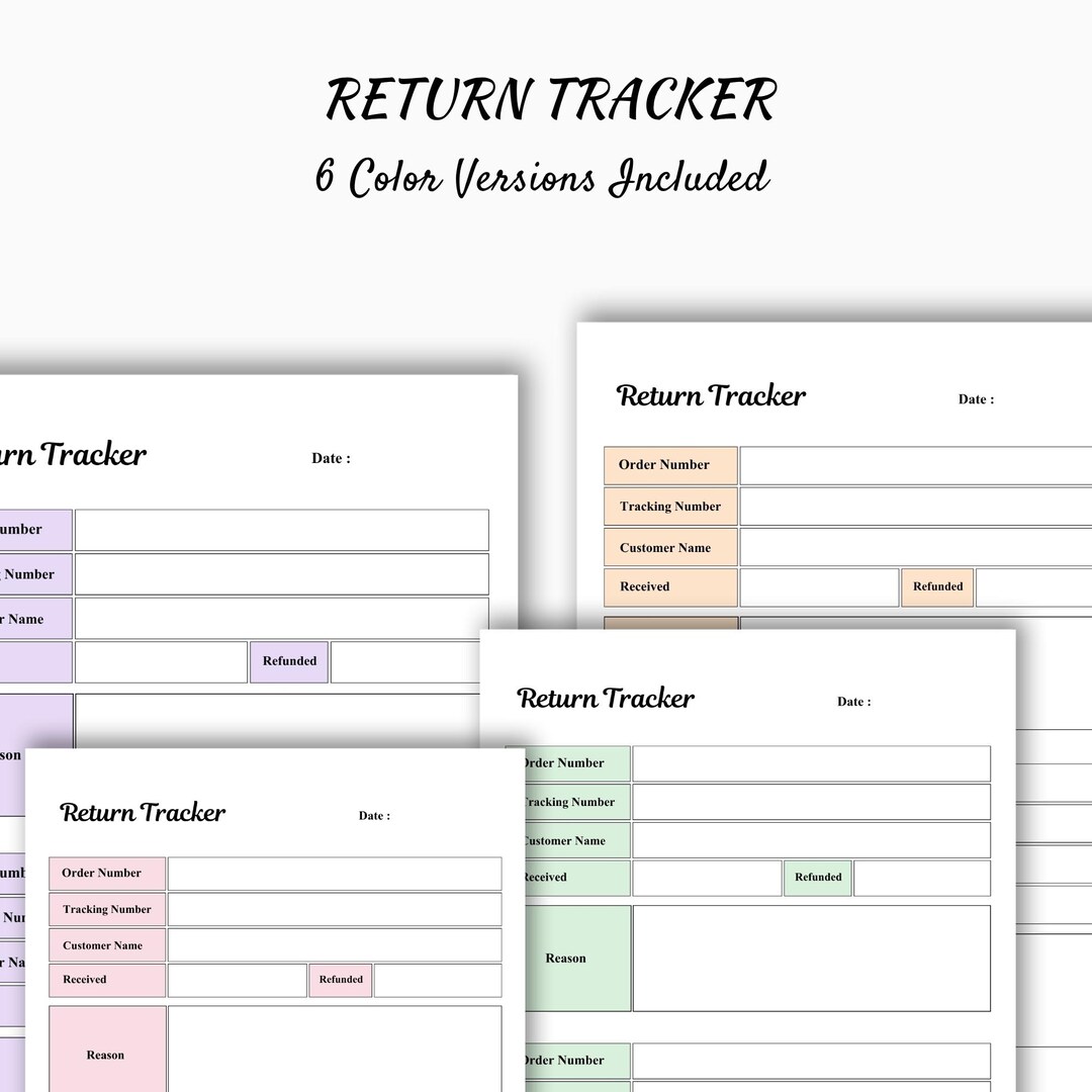 Return Tracker Printable | Order Return Log | Customer Refund Sheet ...