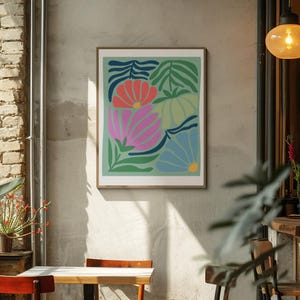 Abstract Botanical Wall Art – Digital Download – Colorful Flower Print – Tropical Modern Art – Boho Printable Art  Colorful Minimalist Print